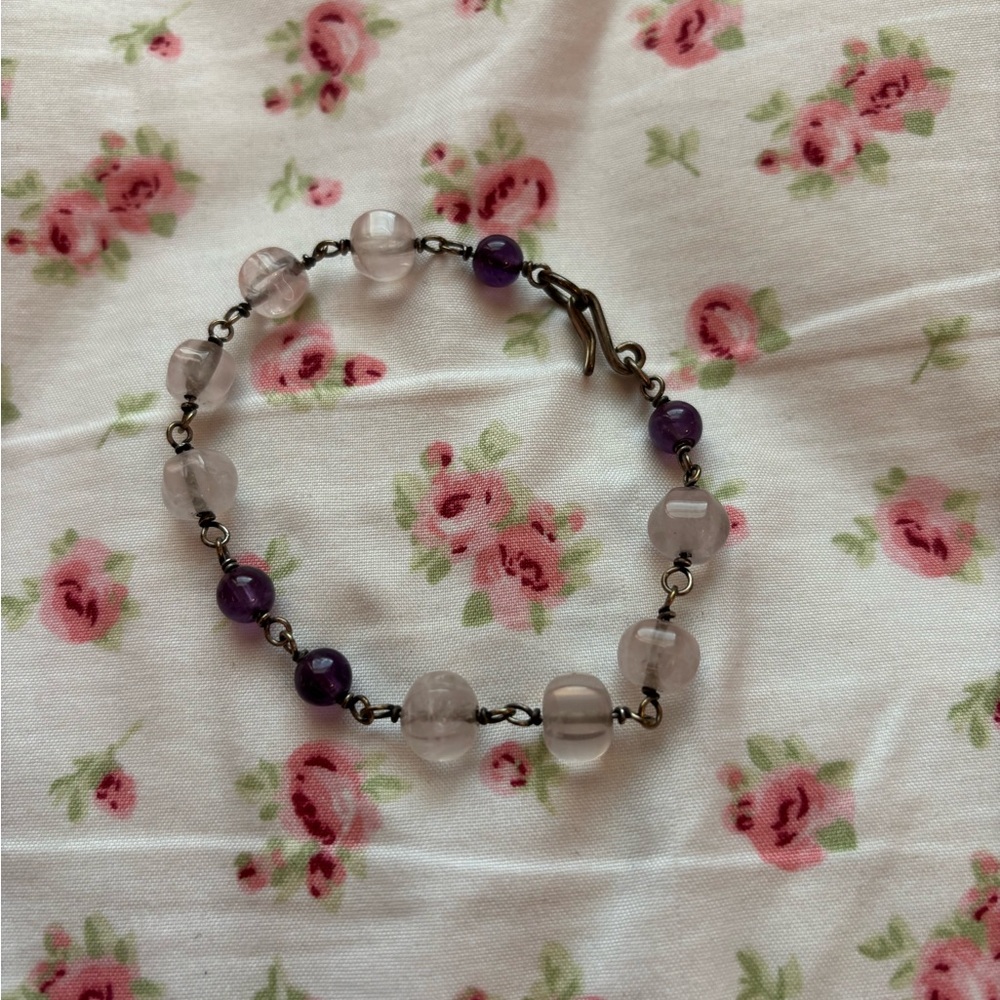 Elegant Purple and Pink Beaded Bracelet
